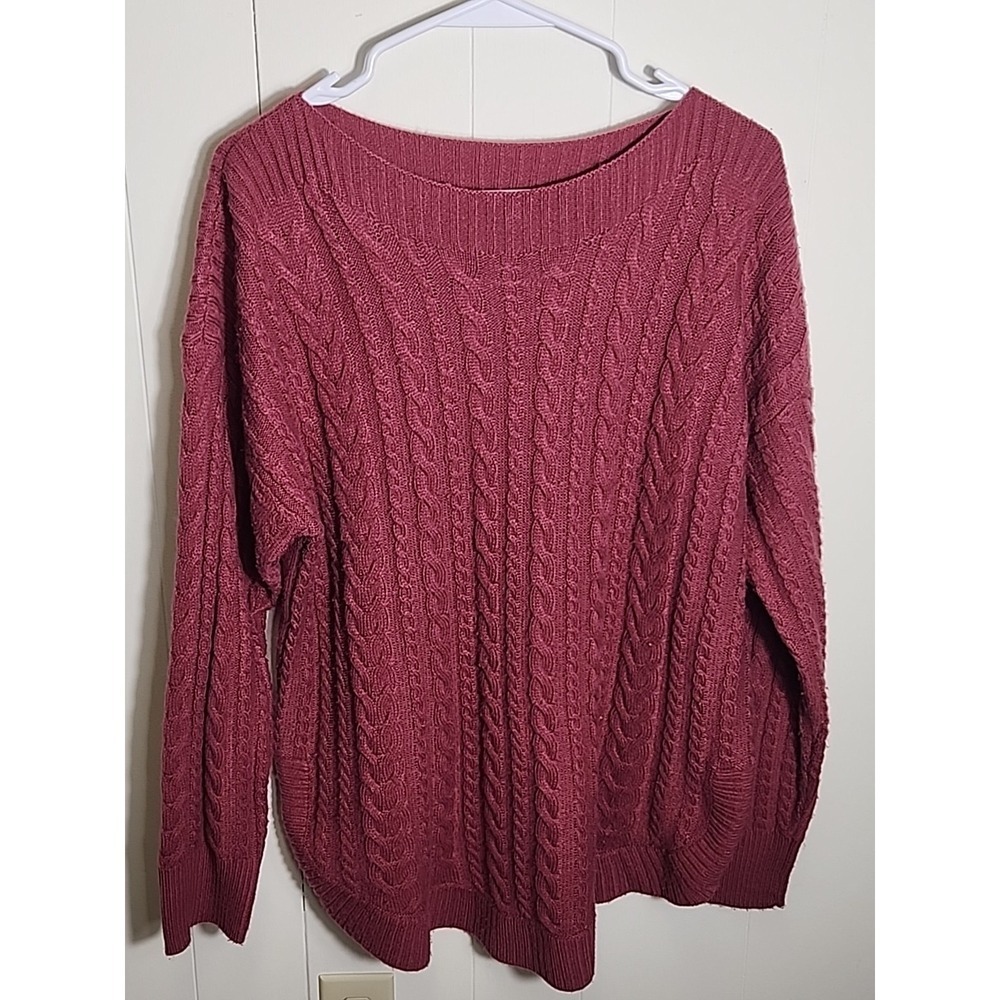 Lee Women's‎ Cable Knit Sweater XL Curved Hem